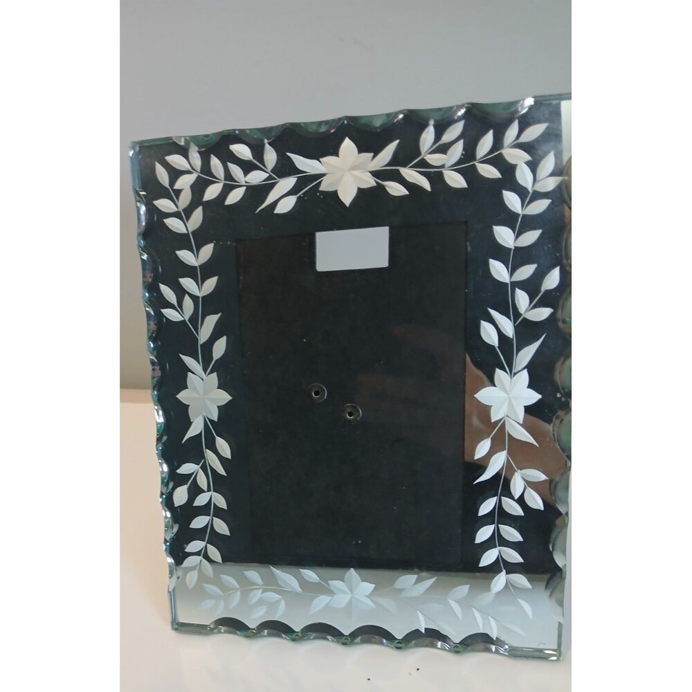 VTG Italian Venetian Style MIRROR ETCHED 4x6 Photo Picture Frame 9" x 7" frame - Picture 3 of 15